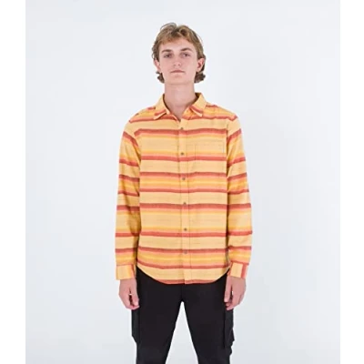 Image of Hurley Men&#039;s Portland Organic Flannel Ls Shirt, Pebble, L