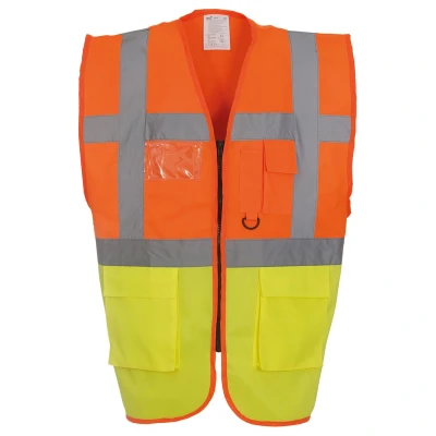 Image of Yoko Men&#039;s Yk002/Hvw801 Multi Functional Executive Hi Vis Waistcoat Orange/Yellow, 2X Large
