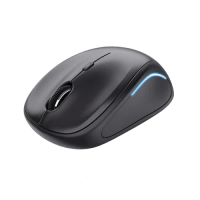 Image of Trust Yvi FX Wireless Mouse with LED Illumination, USB Micro Receiver, RF 2.4 GHz, 800/1600 DPI, Ambidextrous, 8 m Range, Computer for PC, Laptop and Mac Black [Amazon Exclusive]
