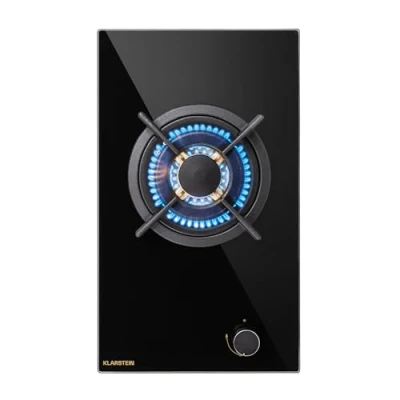 Image of Klarstein Gas Cooker, 1 Burner Hob, 3400W Built In One Ring Electric Campervan Cooktops Cookers, Stainless Steel Glass Top Wok Burner, Kitchen Stoves LPG Cooker Burners Units