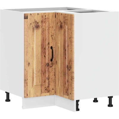 Image of vidaXL Kalmar Engineered Wood Kitchen Corner Base Cabinet Adjustable Feet, Ample Storage, Practical Doors 75.5 x 81.5 cm Brown