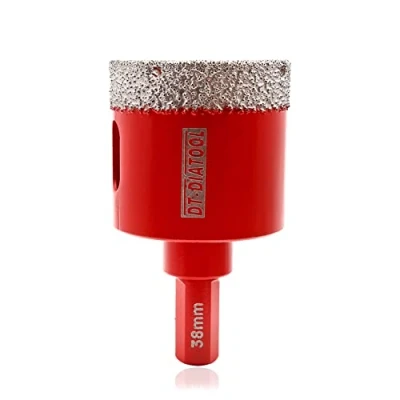 Image of DT DIATOOL Diamond Drill Bit 38mm Vacuum Brazed Hole Saw with Triangle Shank Drilling Porcelain Tile Ceramic Marble Granite Masonry Quartz