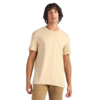 Image of Calvin Klein Jeans Men&#039;s Institutional Tee J30j324671 S/S Knit Tops, Warm Sand, S