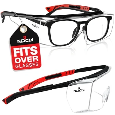 Image of NoCry Over Specs Safety Glasses with Anti Scratch Wraparound Lenses UV400 Protective Glasses, Goggles for Work,Safety Prescription