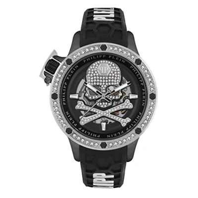 Image of Philipp Plein Rich Pwuaa0123 Men&#039;s Automatic Silicone Watch Black/Silver Bracelet Pwuaa0123,