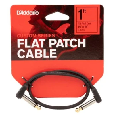Image of D’Addario Accessories Classic Series Flat Guitar Patch Cables Pedal Cable with ¼ Inch Ends Durable &amp; Reliable Instrument for Pedalboards 1ft Right Angle 1 Pack