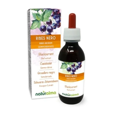 Image of Blackcurrant (Ribes nigrum) Alcohol Free Bud Extract from Fresh Buds Naturalma Liquid Drops 120 ml Food Supplement Vegan