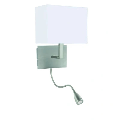 Image of Dual Flexi Arm 1 Light Indoor Wall Satin Silver, E27