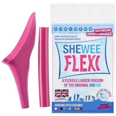 Image of SHEWEE Flexi the Original Female Urinal Made in UK Reusable, Flexible &amp; Portable Urination Device. Festival, Camping, Car, Hiking Essentials for Women. Stand to Pee Funnel Pink