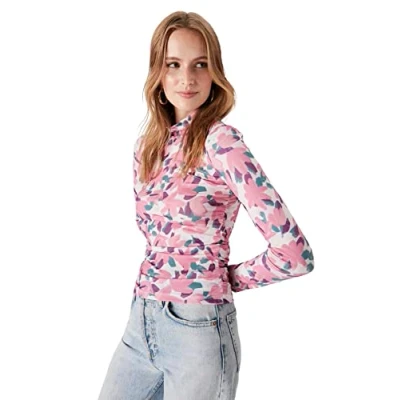 Image of Trendyol Women Regular Bodycon Crew Neck Knit Blouse Pink