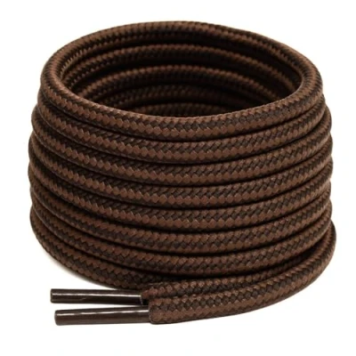 Image of Black &amp; Brown Round Boot strong 140cm/55&quot; Long Shoelace Work Hiking Boots premium Shoe Laces for Trainers