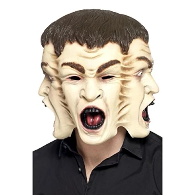 Image of Smiffys 3 Face Mask, Nude Overhead, Latex, Halloween Fancy Dress Accessory, Demon Up Masks