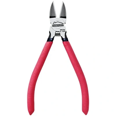 Image of Wire Cutters, 6 inch Side HOUSERAN Dikes Cutters Diagonal with Non Slip Red Handle, Flush Cutter Pliers, Clippers, Spring Loaded for Jewelry, Crafting, Zip Tie