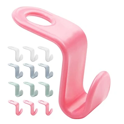 Image of 60Pcs Coat Hanger Connector Hooks Drop Connecting Hook Multi Layer Stackable Extender Clips for Closet Wardrobe Organiser Space Saving, Gray, Pink, Green, White