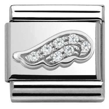 Image of Nomination Silver Sparkling Angel Wing Charm