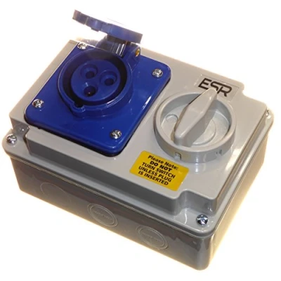 Image of 16 Amp 230V 3 Pin Interlock Socket Switched 2P+E Single Phase Blue