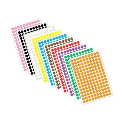Image of HNTR Dot Stickers 3000 Sticky Labels 10mm Rounds 10 Colours