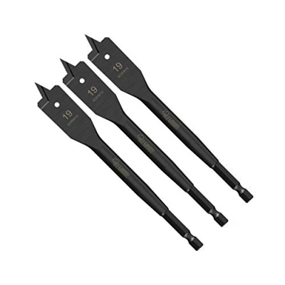 Image of 3 x SabreCut SCRIW19_3 19mm 152mm Impact Rated Flat Wood Spade Bits Compatible with Bosch Dewalt Makita Milwaukee and Many Others