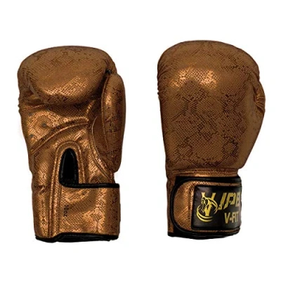 Image of VIPER Boxing Gloves Professional Leather Snake Skin Design Sparring Gym Mitts MMA Kick (Brown)