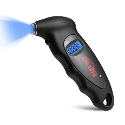 Image of CZC AUTO Digital Tyre Pressure Gauge Checker 150 PSI 4 Ranges with Light Nozzle, Backlight LCD Display &amp; Non Slip Grip for Car Truck Bike Motorcycle, Black