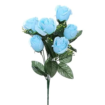 Image of Artificial Silk Rose Flowers for Wedding Valentines Memorial Graveside Blue