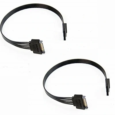 Image of BLKing SATA Power Extension Cable, 2Pcs,15 Pin Male to Female Hard Disk Cable 18AWG for HDD, SSD, Optical Drives, DVD Burners ，30cm.