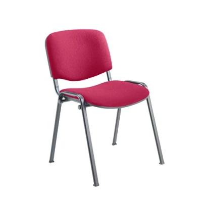 Image of Office Hippo Heavy Duty Meeting Chair, Versatile &amp; Robust Stackable Reception or Conference Chair With Strong Frame Padded Durable Seat, Up To 115kg Weight Claret Red/Black, Single
