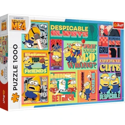 Image of Trefl Despicable Me 4, Gru and the Minions: Under Cover Colorful Collage with Characters from Animated Film, DIY Puzzle, Classic Puzzle for Adults Children 12 Years Old