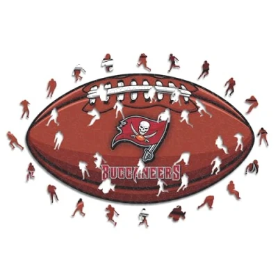 Image of Iconic Puzzles, Tampa Bay Buccaneers crest, 100% eco sustainable wooden puzzle with official license, size M, 250 pieces