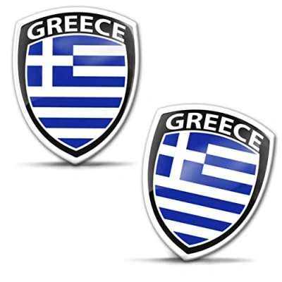Image of Biomar Labs 2 x Sticker 3D Gel Silicone Badge Stickers Car Motorcycle Bicycle Window Door PC Mobile Phone Tablet Laptop Greek Flag F 223