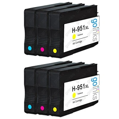 Image of 2 Go Inks Compatible C/M/Y Sets to replace HP 951 Colour Printer Ink Cartridges (6 Inks) Cyan, Magenta, Yellow Compatible/non OEM for Photosmart Printers