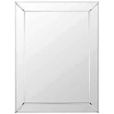 Image of Biznest 60X80Cm Bevelled Glass Mirror Silver Modern &amp; Stylish With Contemporary Rectangular Edges