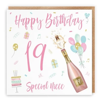 Image of Hunts England Niece 19th Birthday Card Happy Special 19 Champagne Collection