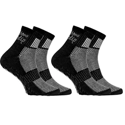 Image of Rainbow Socks Boys Girls Cotton Non Slip Grip ABS Sport 2 Pairs Black Size Kids 7 11