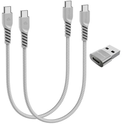 Image of USB C to Charger Cable 60W (30CM+30CM+Adapter) STRONG Braided Type Fast Charging Data Lead Compatible with iPhone 15, iPad Pro 2022, MacBook Pro, Samsung S24/S23/A54/A14, Pixel 8