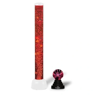 Image of Sensory Mood Light Novelty Bubbles Water Tube Aquarium Black Base 100cm &amp; Plasma Ball Touch and Sound Sensitive 3.5 inches Glass Lightning Sphere Combo Pack