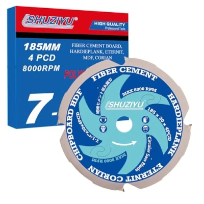 Image of LSHUZIYU 185mm 4PCD, Centre hole 30mm, Polycrystalline Diamond Tipped 4 PCD, Hardie blade, Fiber Cement Board Circular Saw Blade