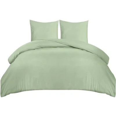 Image of Utopia Bedding Duvet Cover, 220 x 240 cm, with 2 Pillowcases, 65 cm Sage Green Set Soft Brushed Microfibre Cover Sets
