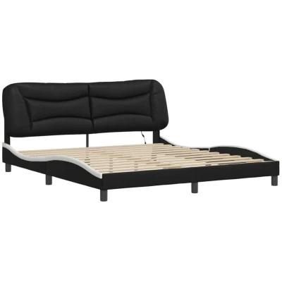 Image of vidaXL Bed Frame with LED without Mattress &quot;Hvar&quot; Black and White 180x200 cm Super King&quot;