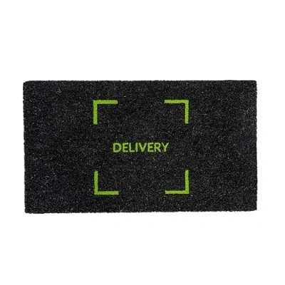 Image of FISURA Original Delivery Coconut Doormat with PVC Backing Non Slip Entrance Mat for Home Door Black Green Hand Painted Dimensions: 70cm x 40cm
