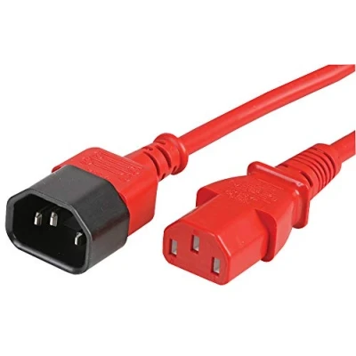Image of Pro Elec PELR0055 IEC male C14 to Female C13 Extension Lead, Red, 5 m, 10A, 250V