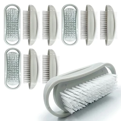Image of Plastic Nail Brushes for Cleaning Nails Double Sided Brush with Firm Strong Bristles, Scrubbing to Clean Dirt, Grime And Grease under Fingernails Toenails Pack of 10