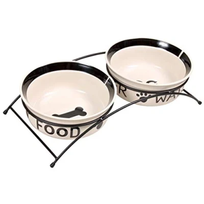 Image of Trixie Eat on Feet Two Ceramic Dog Bowl Set, 1.6 Litre, Multicolor