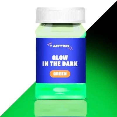 Image of 7 Artists Glow in the Dark Neon Green Paint 100 ml UV Fluorescent Luminous Acrylic Paints