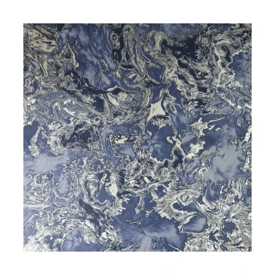 Image of Debona Liquid Marble Navy Silver Wallpaper 6365 Metallic Glitter Shimmer