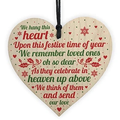 Image of RED OCEAN Memorial Heart Plaque For Mum Nan Dad Grandad Christmas Tree Ornament Decoration