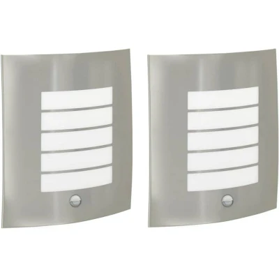 Image of Outdoor Wall Lights with Sensor 2 pcs Silver Stainless Steel IP44 Vidaxl