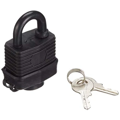 Image of Black Steel Padlock with 2 Keys (4 cm) Pack of 1 Heavy Duty, Waterproof, Perfect for Sheds, Gates, Lockers &amp; More