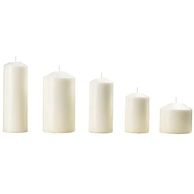 Image of Ikea Unscented Block Candle Set of 3, Natural, Modern Style, Container