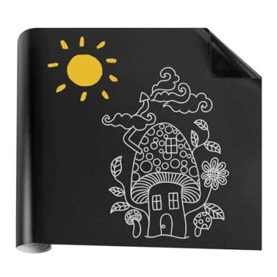 Image of Blackboard Film Self Adhesive 300 x 43 cm Chalkboard Small Black Wipe Clean Chalk for Schools Offices Writing or Crafts
